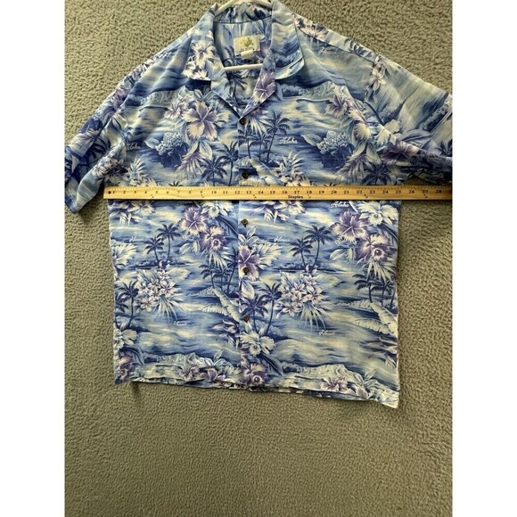 Ho Aloha Hawaiian Shirt Mens XL Blue Short Sleeve Button Up Floral - Picture 5 of 9